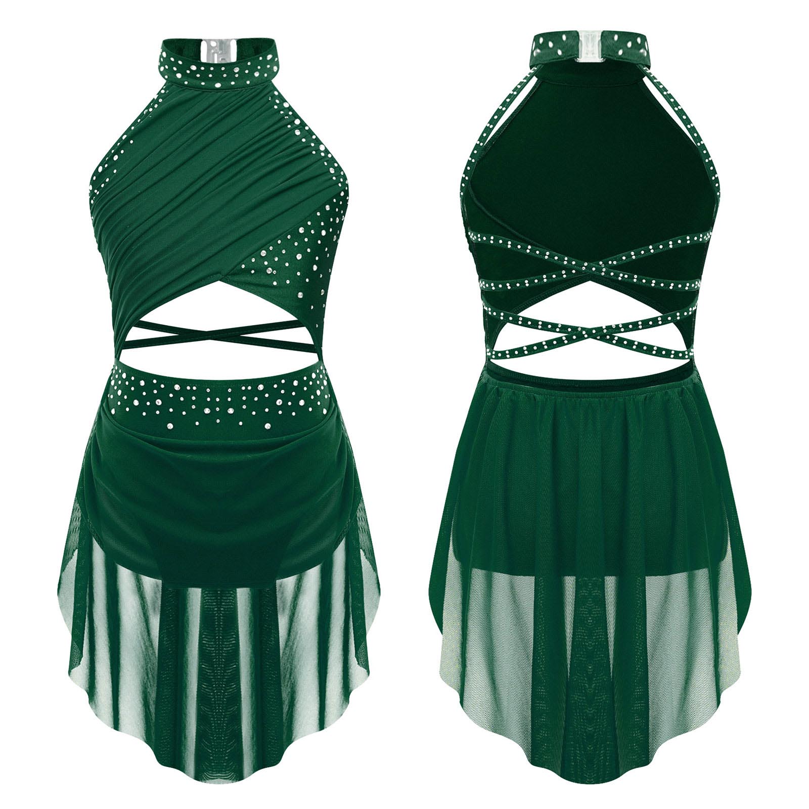 Vestido de Dança Lírica para M - Rhinestone Banding Trim avaliação e preço